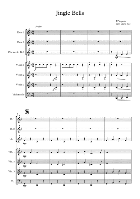 Jingle Bells Easy Orchestra Sheet Music