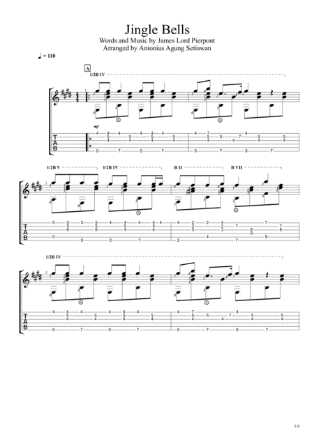 Free Sheet Music Jingle Bells Fingerstyle Guitar Solo