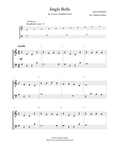 Free Sheet Music Jingle Bells For 2 Octave Handbell Choir