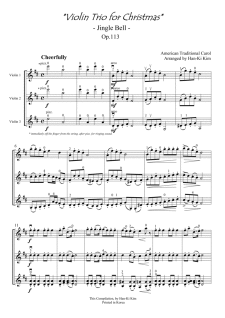Jingle Bells For 3 Violins Sheet Music