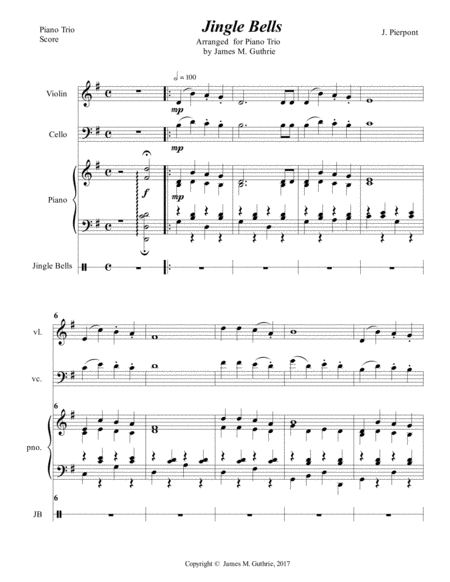 Jingle Bells For Piano Trio Sheet Music