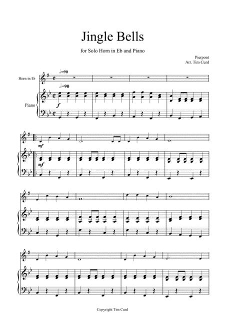 Free Sheet Music Jingle Bells For Solo Horn In Eb And Piano