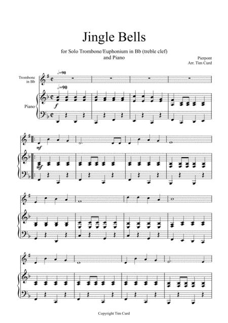 Jingle Bells For Solo Trombone Euphonium Treble Clef In Bb And Piano Sheet Music