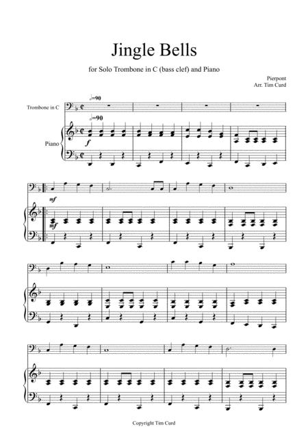 Free Sheet Music Jingle Bells For Solo Trombone In C Bass Clef And Piano
