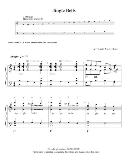 Jingle Bells Handbell Arrangement For Level 2 For 2 Or 3 Octave Handbells With A Special Practice Spot For Learning Arranged By Linda Mckechnie Sheet Music
