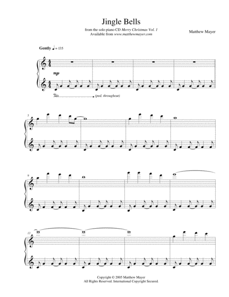 Free Sheet Music Jingle Bells Instrumental Solo Piano Arrangement