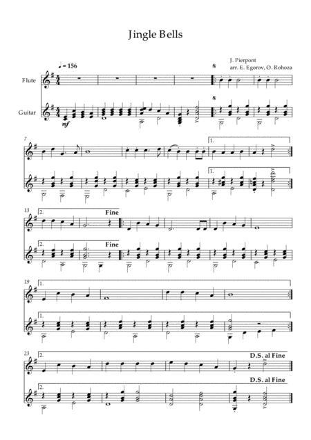 Jingle Bells James Pierpont For Flute Guitar Sheet Music