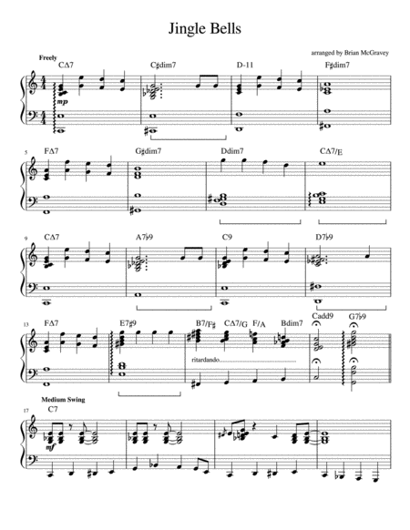 Free Sheet Music Jingle Bells Jazz Piano