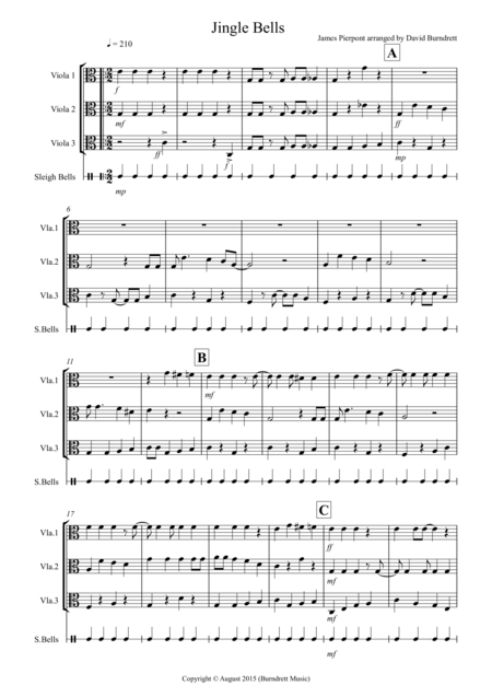 Jingle Bells Jazzy Style For Viola Trio Sheet Music