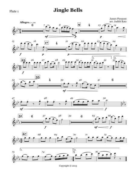 Free Sheet Music Jingle Bells Parts