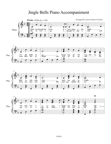 Jingle Bells Piano Accompaniment Sheet Music