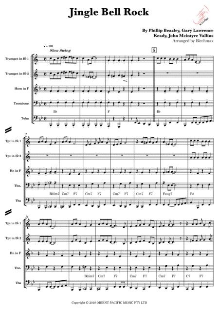 Free Sheet Music Jingle Bells Rock For Brassquintet