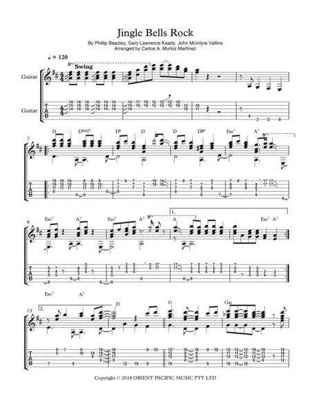 Free Sheet Music Jingle Bells Rock Guitar Solo