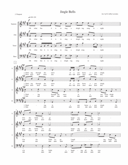 Free Sheet Music Jingle Bells Satb A Cappella