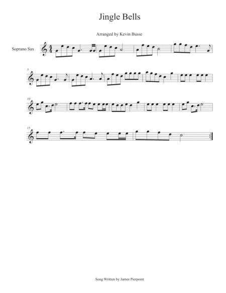 Free Sheet Music Jingle Bells Soprano Sax