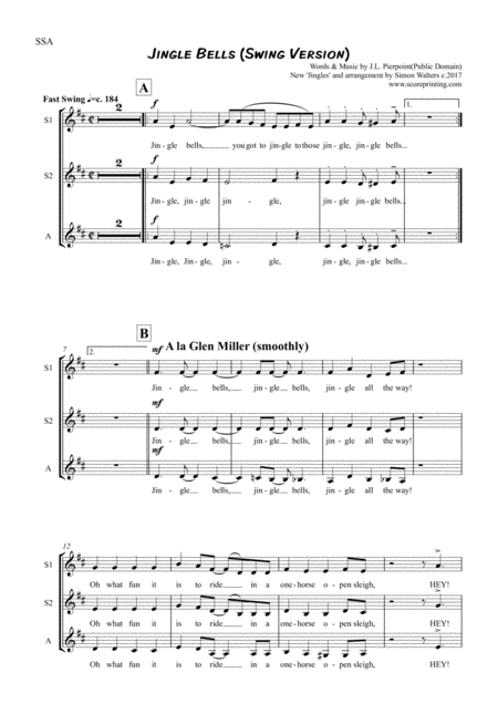 Jingle Bells Swing Version Sheet Music