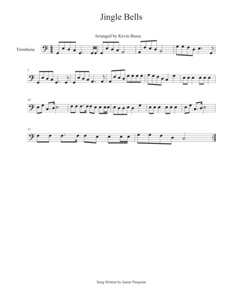 Free Sheet Music Jingle Bells Trombone