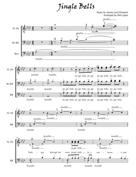 Free Sheet Music Jingle Bells Ttbb A Cappella