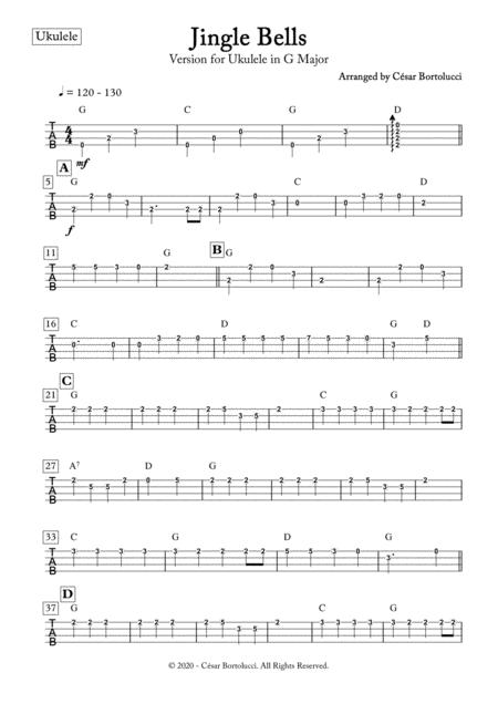 Jingle Bells Ukulele In G Major Sheet Music