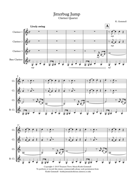 Jitterbug Jump Clarinet Quartet Sheet Music