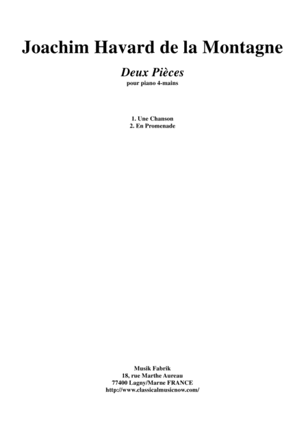 Joachim Havard De La Montagne Deux Pices For Piano 4 Hands Sheet Music