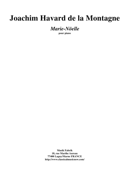 Free Sheet Music Joachim Havard De La Montagne Marie Nolle For Piano