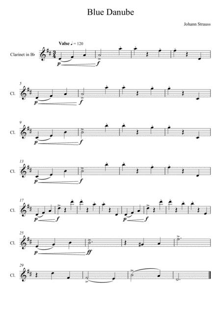 Johann Strauss Blue Danube Clarinet Solo Easy Version Sheet Music