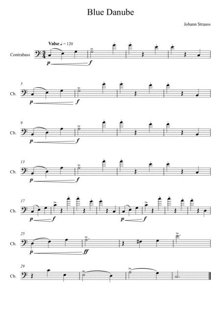 Free Sheet Music Johann Strauss Blue Danube Contrabass Solo Easy Version