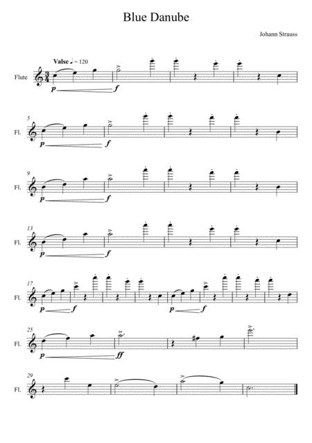 Free Sheet Music Johann Strauss Blue Danube Flute Solo Easy Version