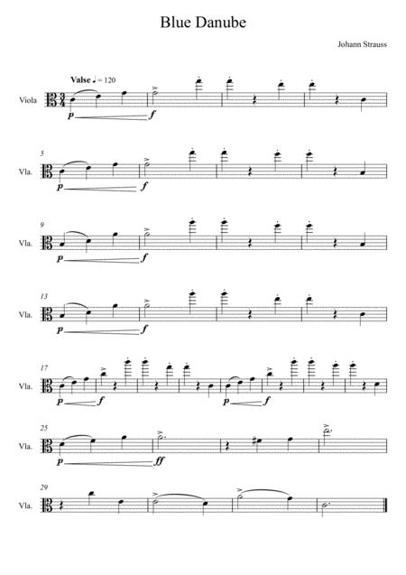 Free Sheet Music Johann Strauss Blue Danube Viola Solo Easy Version