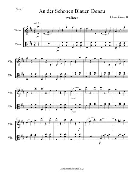 Johann Strauss Ii The Blue Danube Waltz For String Duo Sheet Music