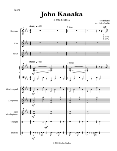 Free Sheet Music John Kanaka