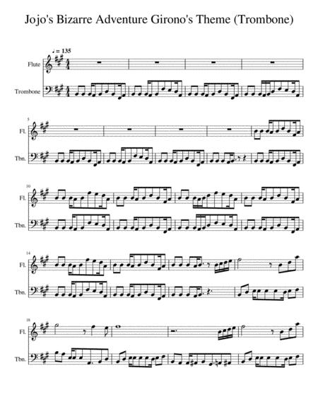 Free Sheet Music Jojo Bizarre Adventure Giorno Theme Trombone