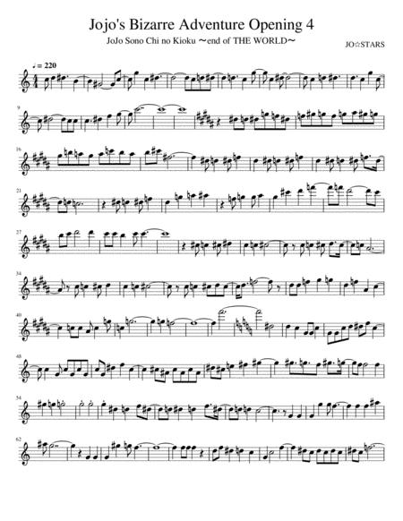 Free Sheet Music Jojo Bizarre Adventure Opening 4