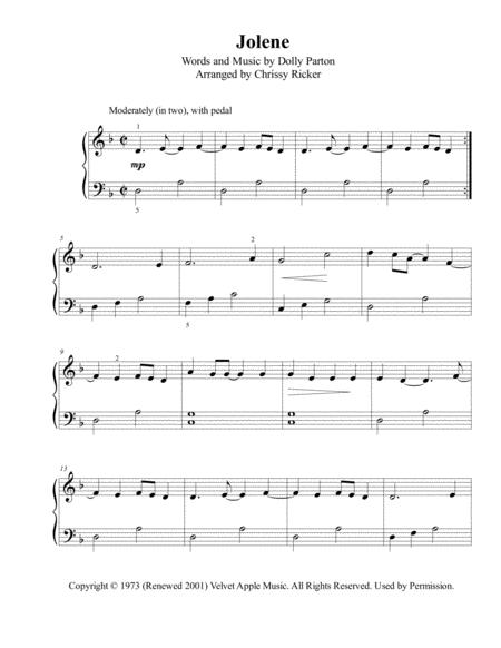 Jolene Easy Piano Sheet Music