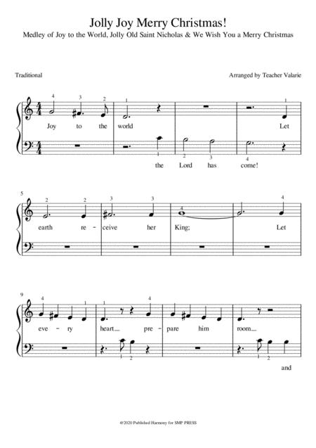 Free Sheet Music Jolly Joy Merry Christmas Medley Piano Solo For Beginners
