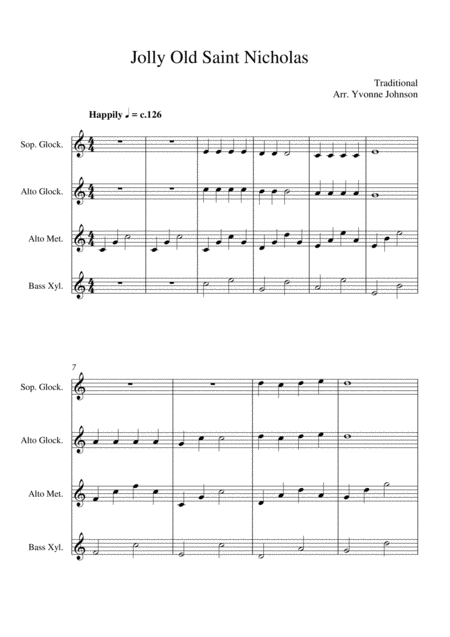 Jolly Old Saint Nicholas And Good King Wenceslas For Orff Ensemble Sheet Music