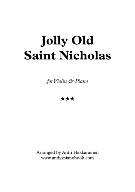 Jolly Old Saint Nicholas Violin Piano Sheet Music