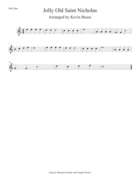 Jolly Old St Nicholas Easy Key Of C Alto Sax Sheet Music