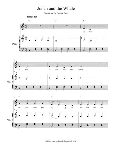 Jonah And The Whale Kids Song Solo And Piano Sheet Music