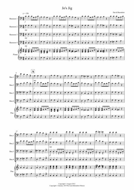 Jos Jig For Bassoon Quartet Sheet Music