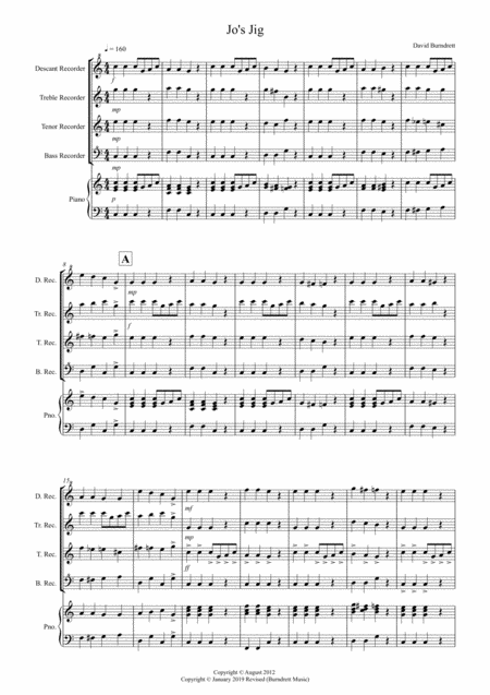 Free Sheet Music Jos Jig For Recorder Quartet