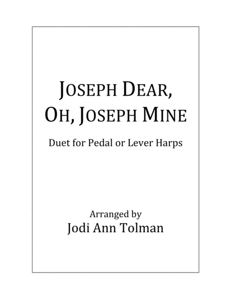 Joseph Dear Oh Joseph Mine Harp Duet Sheet Music