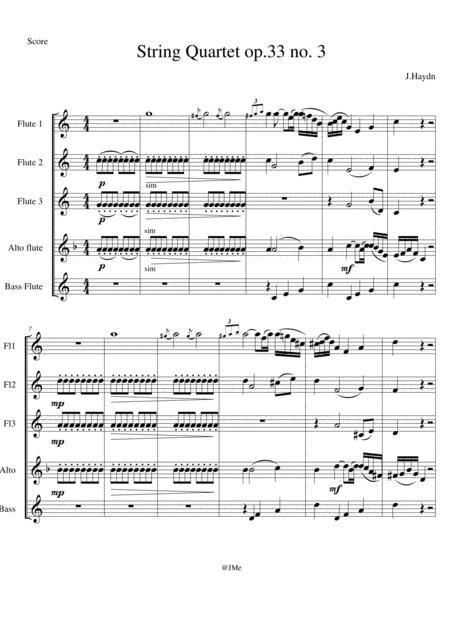 Free Sheet Music Joseph Haydn String Quartet In C Major The Bird Op 33 No 3 Movement 1