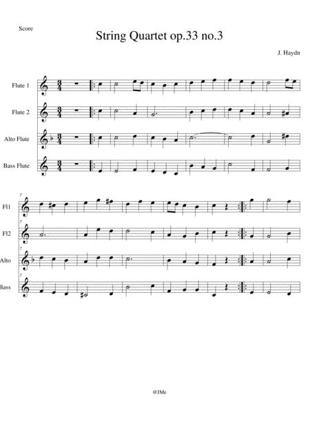 Joseph Haydn String Quartet In C Major The Bird Op 33 No 3 Movement 2 Sheet Music