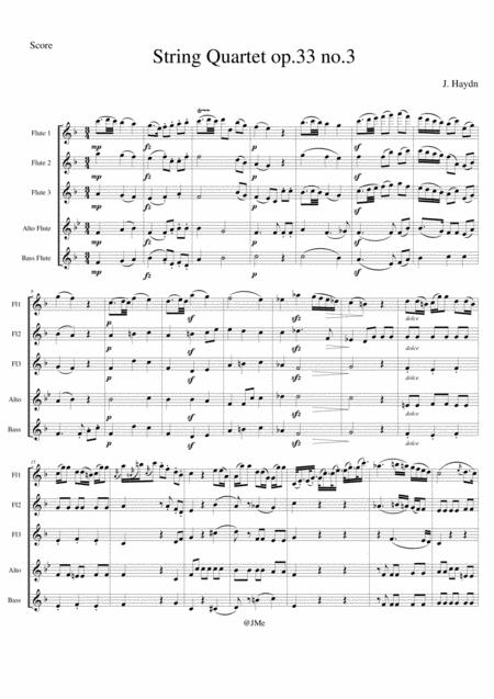 Joseph Haydn String Quartet In C Major The Bird Op 33 No 3 Movement 3 Sheet Music