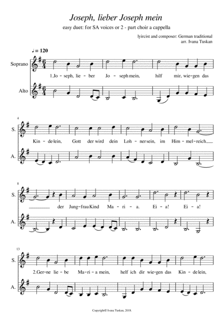 Joseph Lieber Joseph Mine For Sa A Cappella Sheet Music