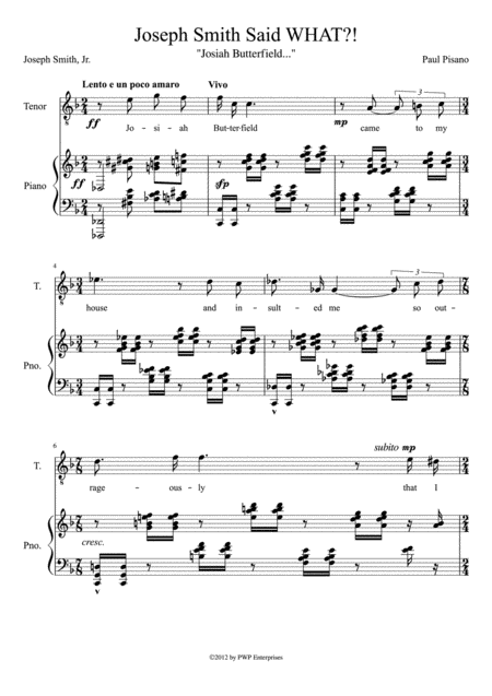 Free Sheet Music Joseph Smith Said What Josiah Butterfield Came To My House