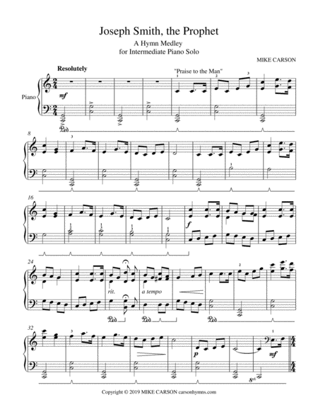 Joseph Smith The Prophet Hymn Medley For Early Intermediate Piano Solo Sheet Music