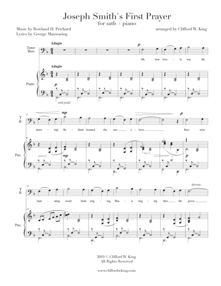 Joseph Smiths First Prayer Satb Sheet Music